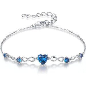 Infinity Heart 5 Birthstone Adjustable Bracelet - Sterling Silver 12 Dec